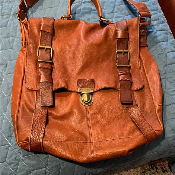 Banana Republic Tan Leather Messenger Bag - Picture 1 of 6